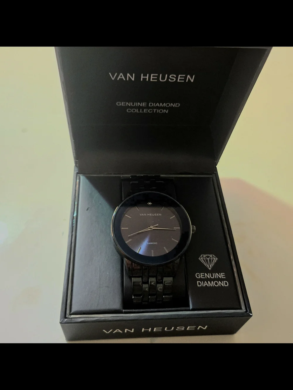 Van Heusen Men's Black Stainless Steel Dress Watch